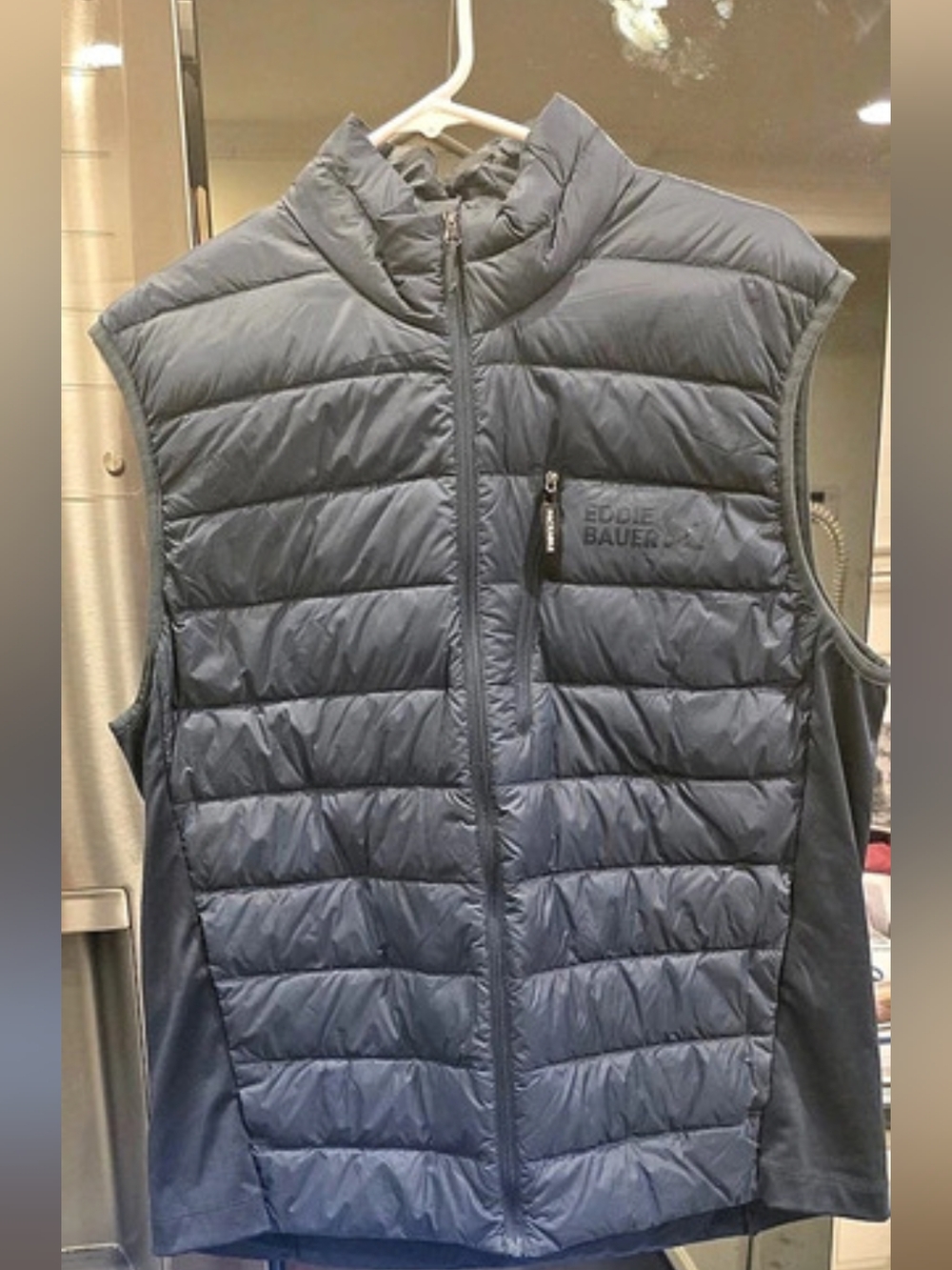 Eddie Bauer Packable Quilted Down Vest in Blue Size Large